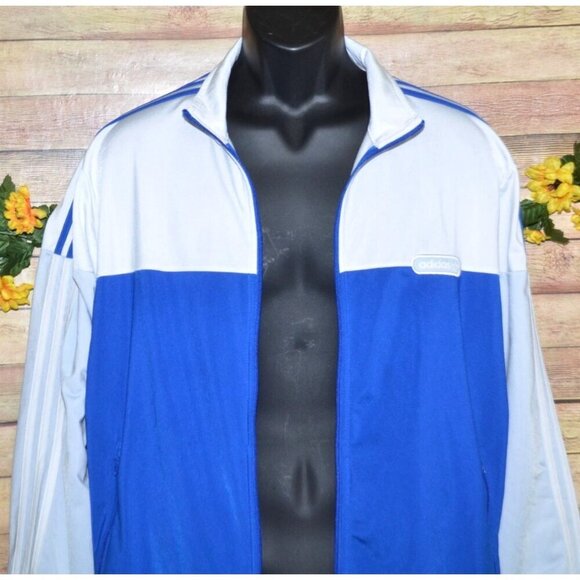 Adidas Blue & White Split Firebird Jacket Men's Large L Color Block Classic - Picture 7 of 11